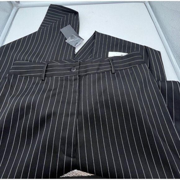 19 Cooper Front Seam Wide Leg Pants In Black/ White Stripes, Sz. L - Picture 6 of 10
